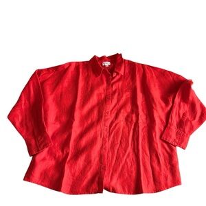 Vibrant Red Women's Button Down Shirt size XLarge